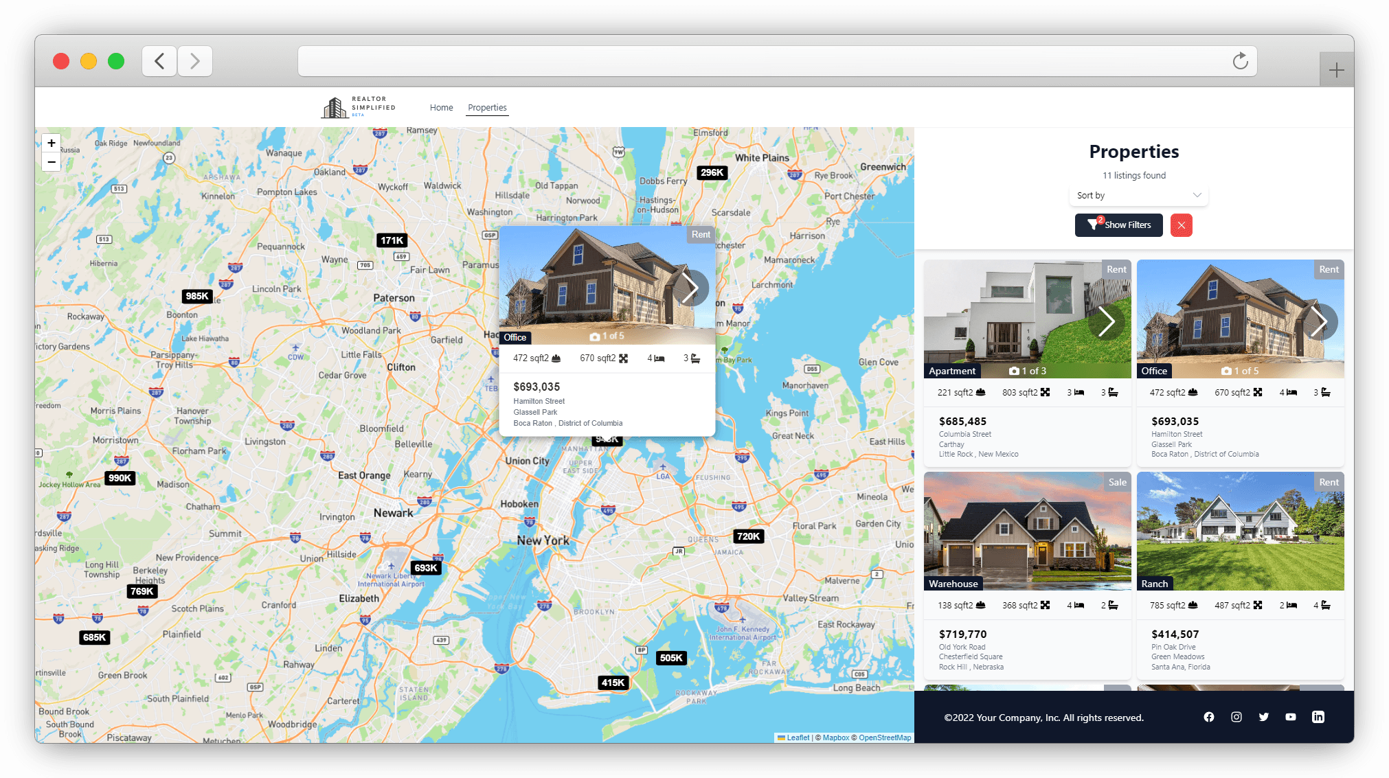 Properties page